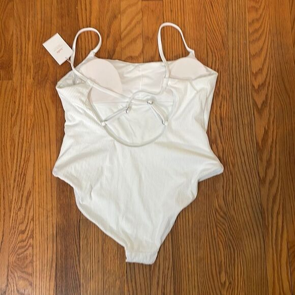 Andie The Jetties Ribbed One Piece Swimsuit White size L NWT - Picture 4 of 7